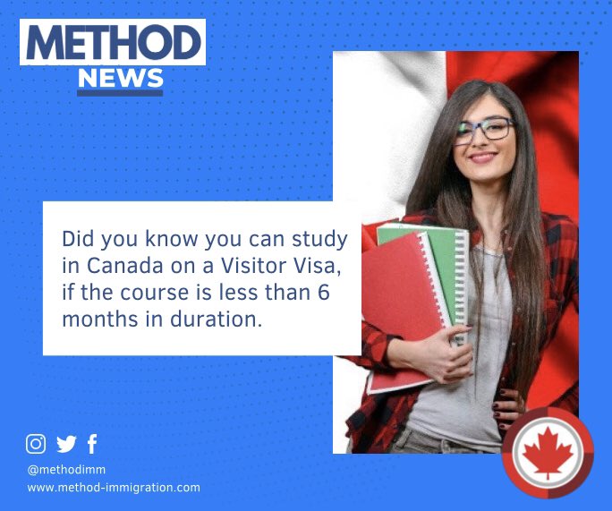 You heard it right, study in Canada on a Visitors Visa, if the course is less than 6 months in duration. 

#ImmigrationServices #CanadaVisa #CAN2021 #CanadaLife #CanadaVisitVisa #CanadaSpouseVisa #CanadaStudentVisa #CICC