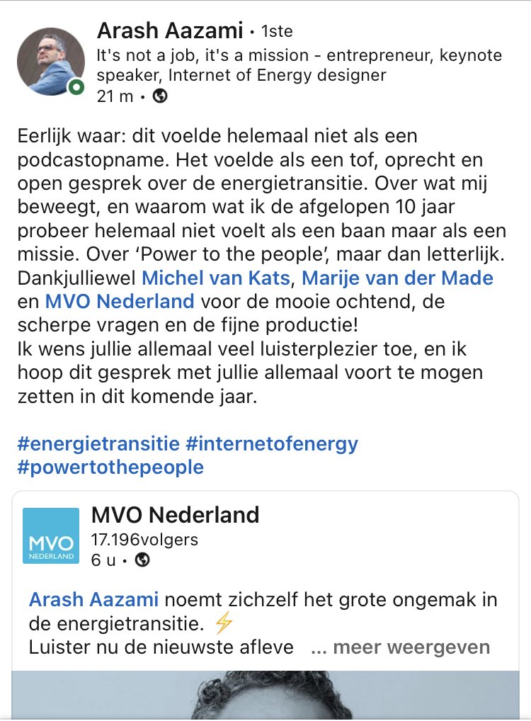 michelvankats's tweet photo. Neem dus al een tijdje podcasts op met ⁦@marijevdmade⁩ als co-host. Was daar best onzeker over maar dit soort berichten van gast ⁦@arashaaz⁩ zijn dan heel fijn 🙌 https://t.co/ezc8GhJIKN