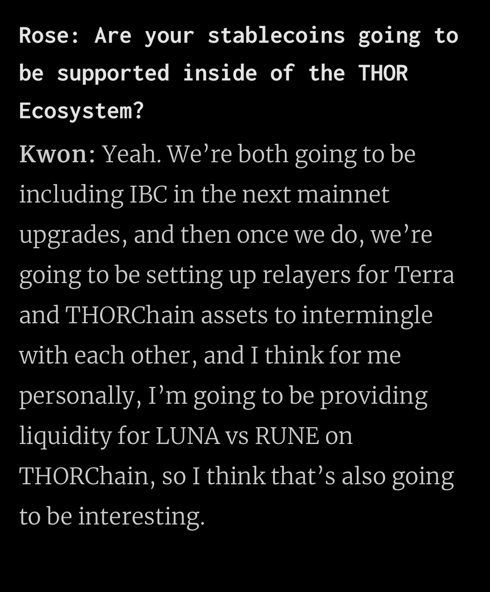 RationalBlock's tweet photo. On @kevinrose's podcast, @stablekwon talked about @THORChain being one of his favorite projects in crypto. Kwon is going to join the $UST: $RUNE pool, are you?

Highly recommend the episode as they talk about @terra_money ecosystem. https://t.co/yV8GAqTG47