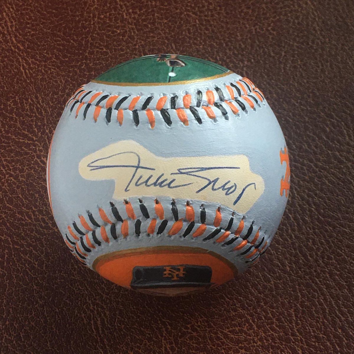 AgFredricksen's tweet photo. Commissioned Willie Mays Auto painted baseball. Willie is so fun to paint! @SFGiants @MLB #giants #williemays #sayhey #baseball #baseballart https://t.co/hpLaGOTzSo