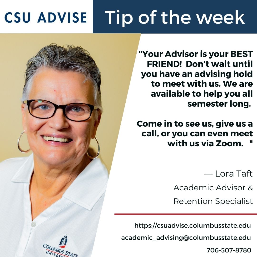 CSU_ADVISE's tweet photo. Today's Tip of the Week is brought to you by Lora Taft, an Education Academic Advisor/Retention Specialist with CSU ADVISE. https://t.co/PDUdSphOFQ
