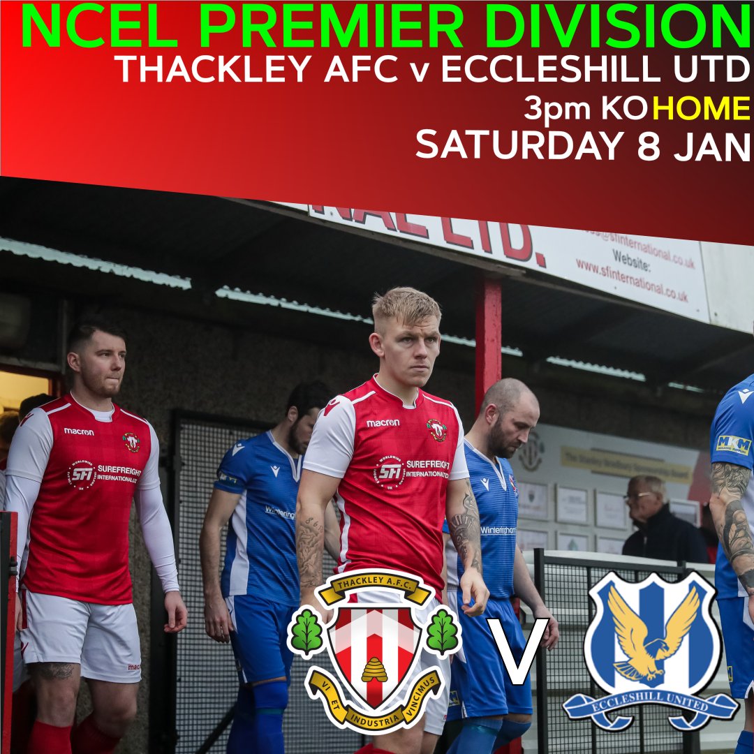 ThackleyAFC's tweet photo. NEXT MATCH | This Saturday sees our first home game of 2022 in the #NCEL Premier Division as we welcome local rivals @EccleshillUtdFC, who make the short 1.9 mile trip to the #ThankYouKeyWorkers Stadium, Dennyfield.
All support for this local derby welcome!
#ThackleyAFC https://t.co/Fv3hs0mxns