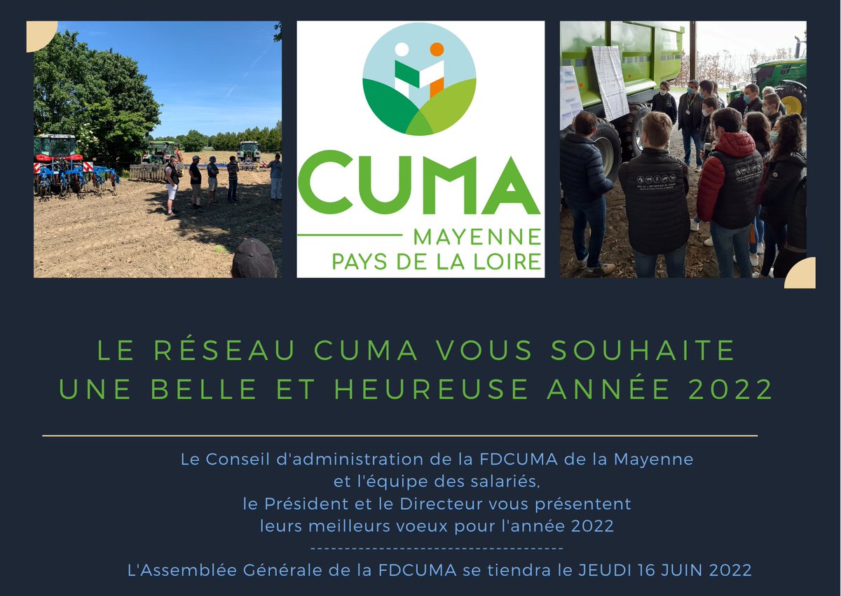 FRcumaOuest's tweet photo. La Fdcuma53 vous souhaite une belle et heureuse année 2022😀 ! #cuma53 ⤵️https://t.co/xt11EfUpBz https://t.co/vQEhgOPuh5