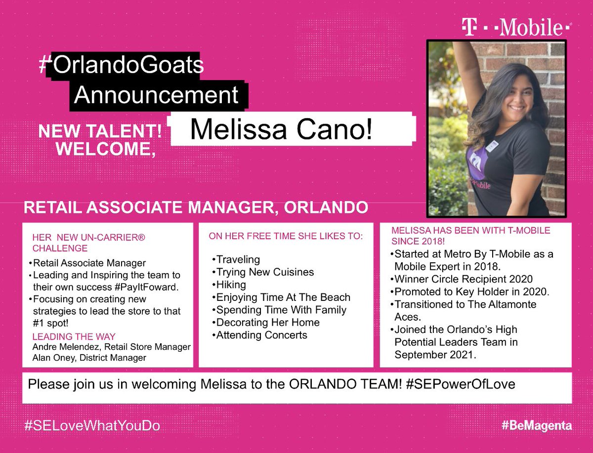 PROMOTION ALERT 🚨🚨🚨 Please help me welcome and congratulate our newest RAM addition <a href="/Meltastic0/">Melissa Cano</a> 🥳She will be joining our Hiawassee location in Orlando, and is super exited for her new journey. Super proud of this promotion. Exited to see what she will bring to our team 🎉🎊