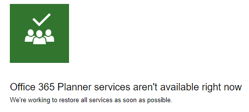 MarkMorrisBA's tweet photo. Why is MS Planner offline, but admin center reporting healthy? and my support ticket being ignored? @Microsoft https://t.co/XPIdGQNZec