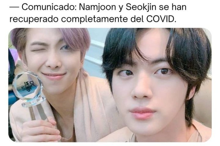 tkismagic's tweet photo. “Nos gustaría informarles que los miembros de BTS RM y Jin se han recuperado completamente y su cuarentena ha concluido a partir de hoy al mediodía, 4 de enero.”
Ellos son tan fuertes, todos están saludables ahora, los quiero 🥺💗
#BTSRM #BTSJIN #RMMerchStyle #JinSoul #BTSARMY https://t.co/qrKSb9WeNU