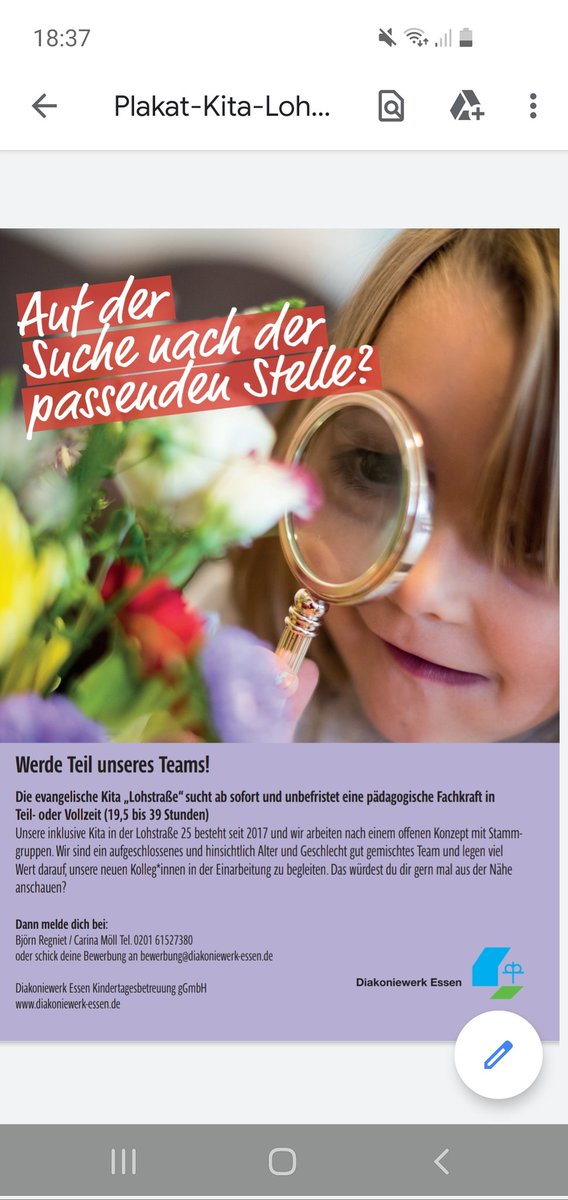 Die beste Kita sucht Verstärkung im Team #kita #Stellenangebot #stellenanzeige #erzieherInnen #Ruhrgebiet #frühkindlicheBildung #diakoniewerk