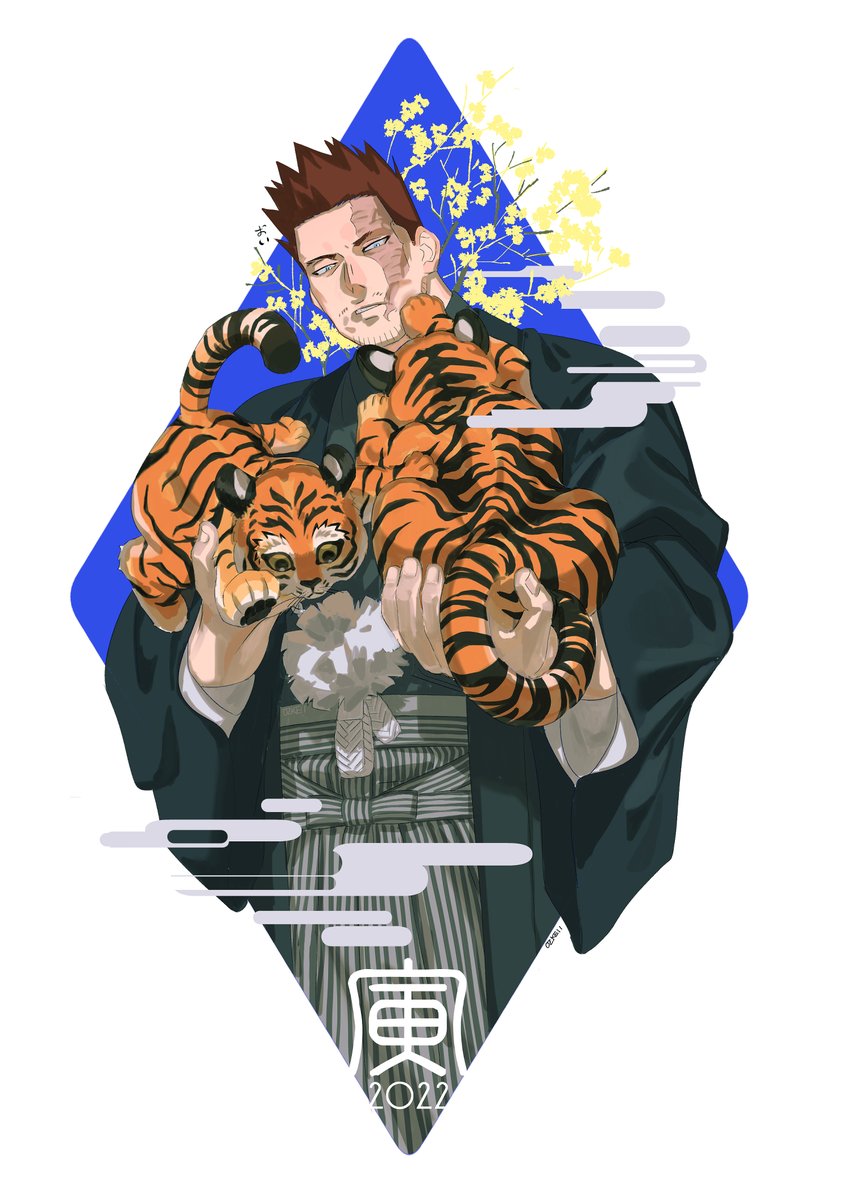 endeavor (boku no hero academia) male focus 1boy facial hair scar year of the tiger scar on face short hair  illustration images