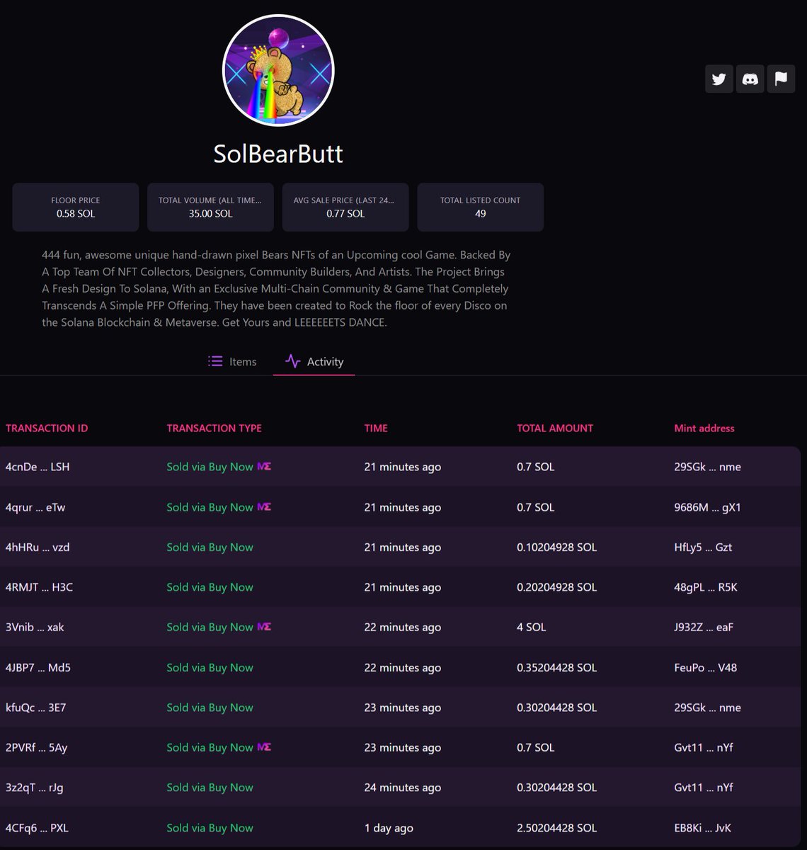 SolBearButt's tweet photo. Here we Goooooo...Under 5min a VOLUME of over 35 $SOL🚀🚀🚀
✅The next BLUE CHIP

#SolBearButt #LetsShakeYourButt #SolanaNFT #Solanart #NFT #NFTCommunity #NFTs #nftcollector #NFTcollection #nftcollectors #nftsolana #FreeNFTs #NFTGiveaway #NFTgiveways https://t.co/ducA0ATvDo