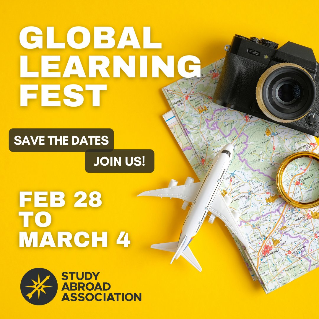 studyabroadasoc's tweet photo. 🎉 Plan to celebrate study abroad and global learning with us! February 28 is #StudyAbroadDay and we're celebrating all week long by combining it with our annual Global Learning Fest. Save the dates – our full schedule of live streaming global events will be posted soon! https://t.co/hhmpLPtCyO