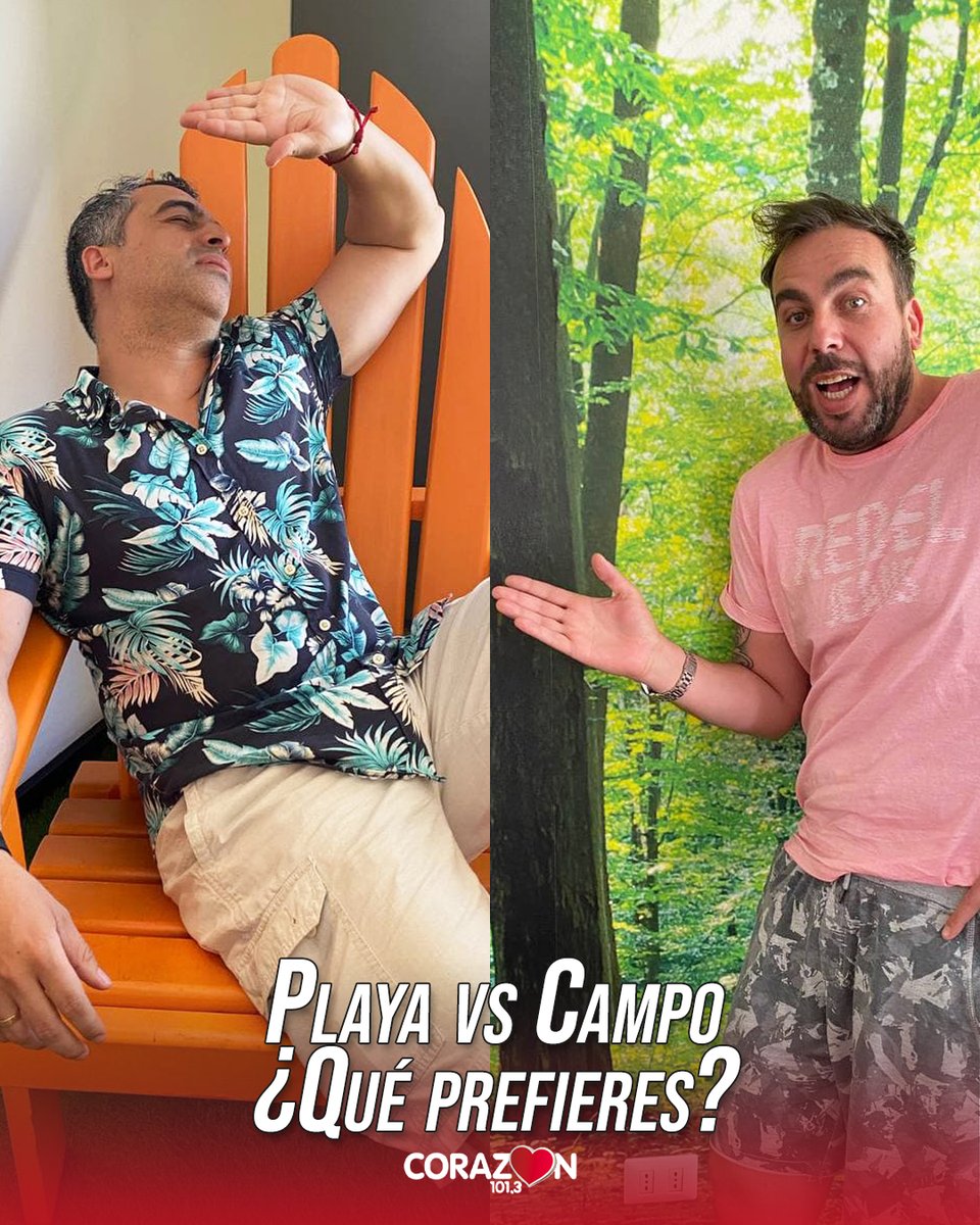 RadioCorazonFM's tweet photo. ¿Qué prefieres? Playa o Campo 👀 Coméntanos en la #TocaDoble con @fcokaminski y @giankchile al 22 381 2040, 41, 42 y audios al wsp+569 6785 3972 ❤️
🔴 https://t.co/0kBpnp1dZj 101.3 #RadioCorazón https://t.co/vwqZCISqhW