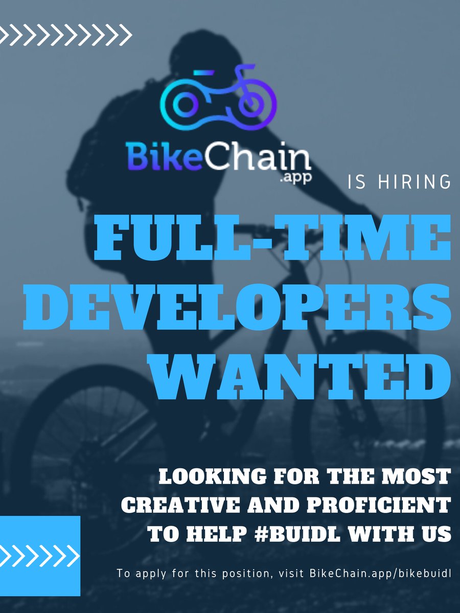 BikeChainApp's tweet photo. Help Wanted!

Visit https://t.co/EIAYY94pZC to apply!

💜🤓💻🛠️🤝🚴‍♀️

#BikeChainApp #RideSmarter #TransportationFi
#RideToEarn #ProofOfRide #Telos #TLOS #BuiltOnTelos https://t.co/AtlGtFHk0Z