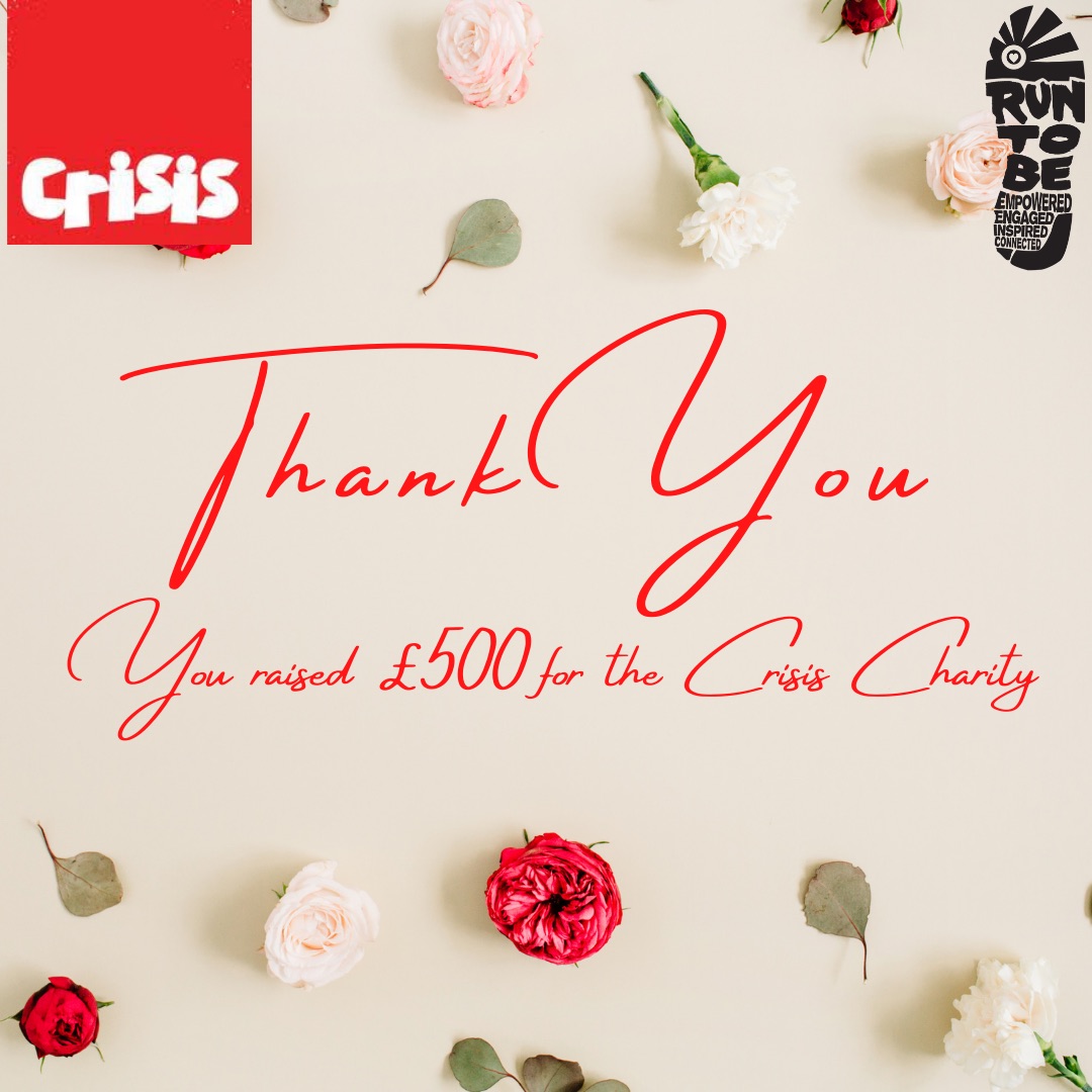 runtobe_'s tweet photo. ❤️ A heartfelt thank you! 
You helped raise £500 for the charity Crisis. By signing up to our Crisis charity run we have helped many people this Christmas. 
Thank you. @crisis_uk https://t.co/VWWh8rk5ob