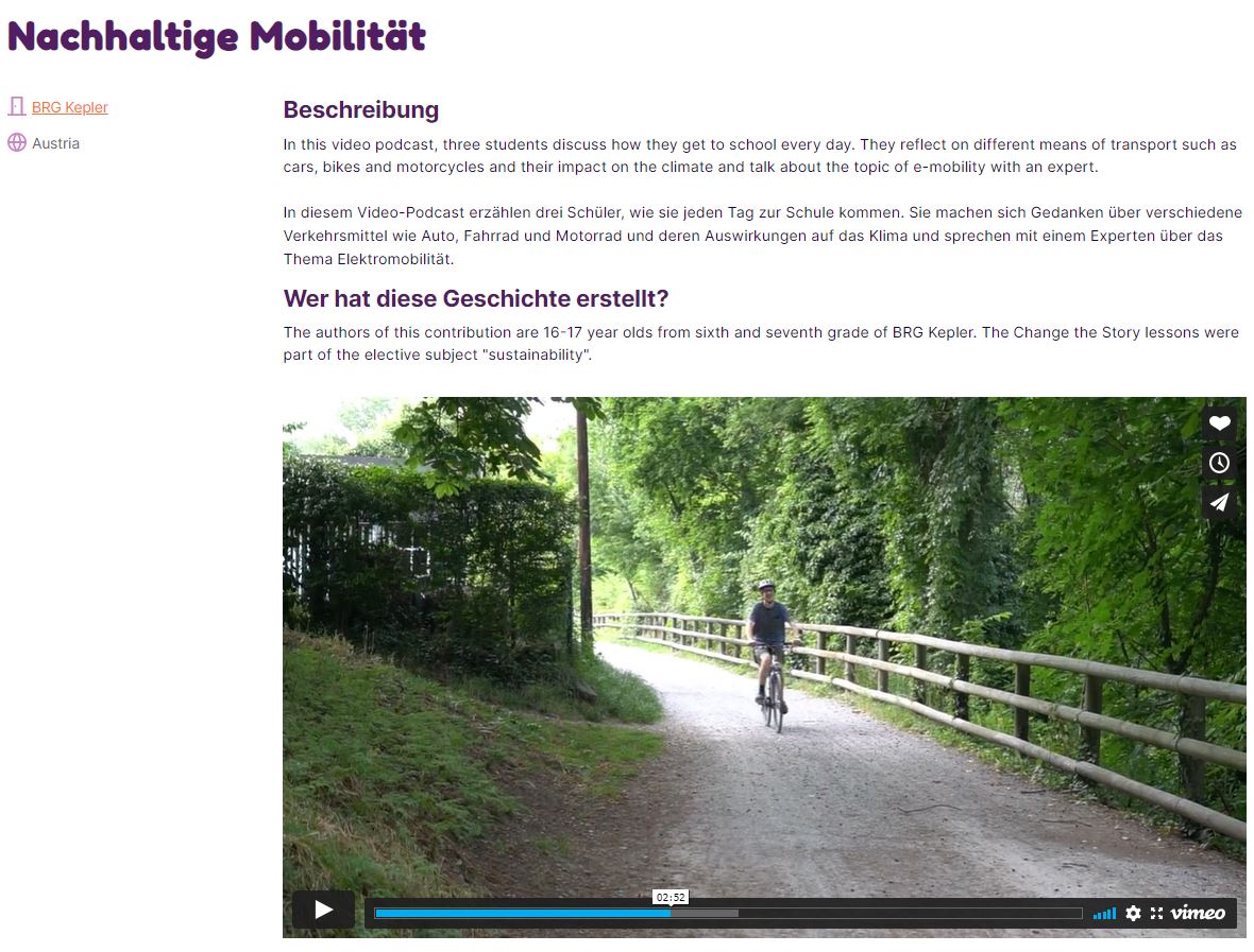 Week #1: Mobility
In this video podcast, 3 students discuss how they get to school every day. They reflect on different means of transport and talk about e-mobility with an expert. Listen to their story: bit.ly/3zpA4Ek
#changethestory #climatecrisis #digitalstoryteling