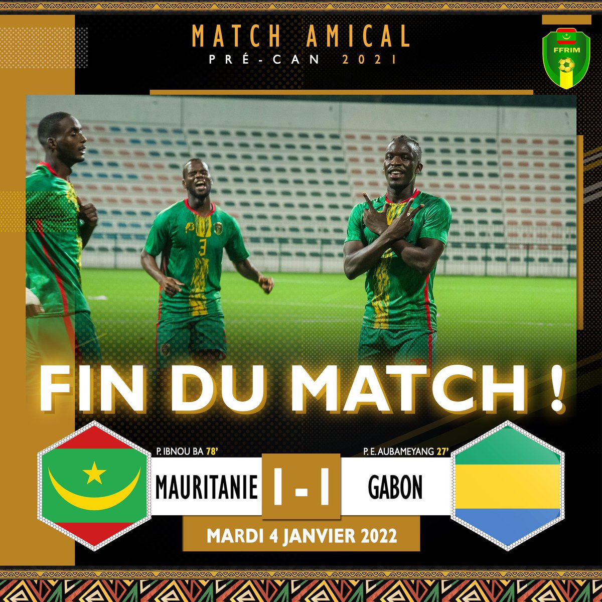mauritaniefoot's tweet photo. L’attaquant du havre,Pape Ibnou Ba marque son premier sous la tunique Mourabitoune.
Le néon -attaquant mauritanien a répondu à l’ouverture du score gabonaise sur penalty signée Pierre-Emerick Aubameyang.
La Mauritanie 🇲🇷 et le Gabon 🇬🇦 se neutralisent 1 à 1 #RoadToCAN https://t.co/1UCw5VybHv