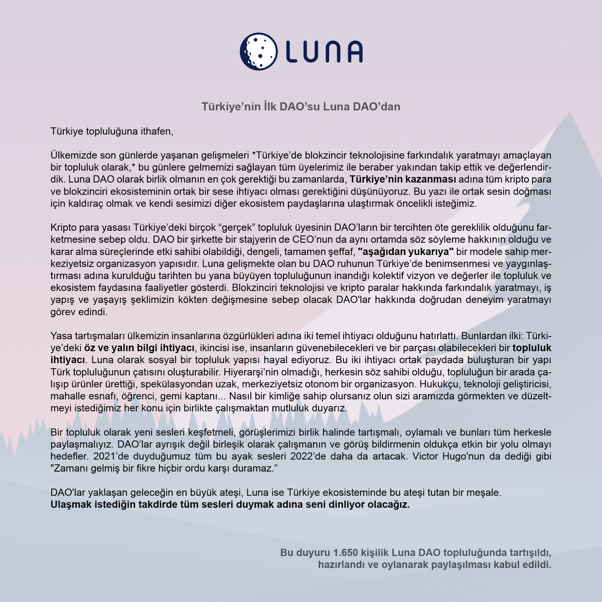 Türk blokzincir ve kripto para topluluğun dikkatine;