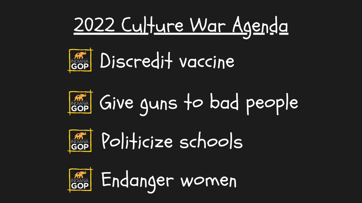 The <a href="/indgop/">Indiana Republican Party</a>’s agenda for 2022: culture wars. Their partisanship favors dividing our communities over creating a better future for Hoosiers. Here’s what that looks like:
