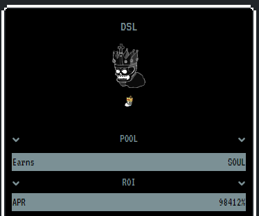 I see some have already noticed our new $DSL pool that gives $SOUL rewards.

Feel free to take advantage of that crazy APR and join the ride. 

Even though the pool is visible on our website, rewards will only start within the next few hours so there's still time 🤑

#BSC #BTC