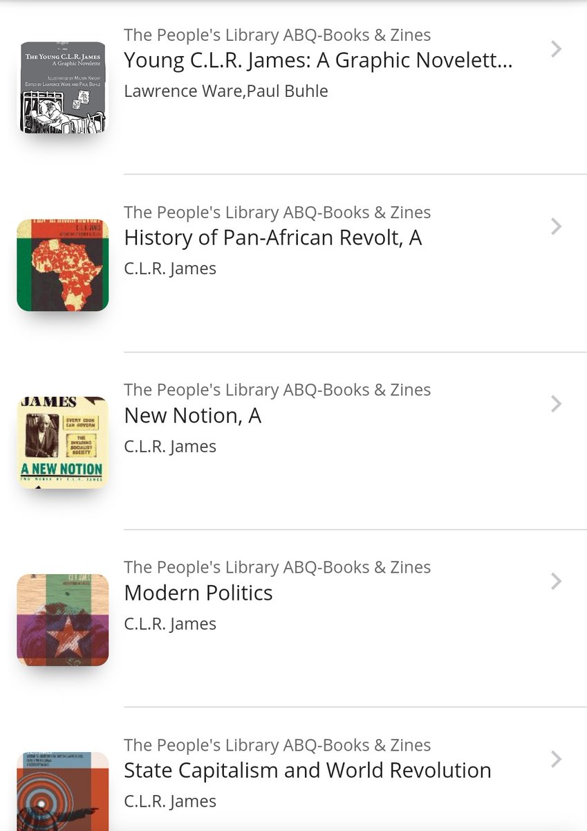 RadicalBooksABQ's tweet photo. Happy birthday CLR James! #ThePeplesLibraryABQ have these books to check out by the GOAT of Pan-African Socialism. We invested in the CLR James combo pack from @PMPressOrg &amp; they were generous enough to give us the eBooks too. So even if you aren't ABQ local, we've got your back! https://t.co/eC9pohU1F6
