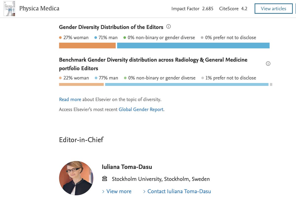 mmahesh1's tweet image. Congratulations to the editor Dr Lulian Tomi-Dasu of  @EFOMP_org official journal #PhysicaMedica and to her editorial board. Wanted to give a shout-out to the way gender diversity of editors is displayed on the website
@IOMP_Official