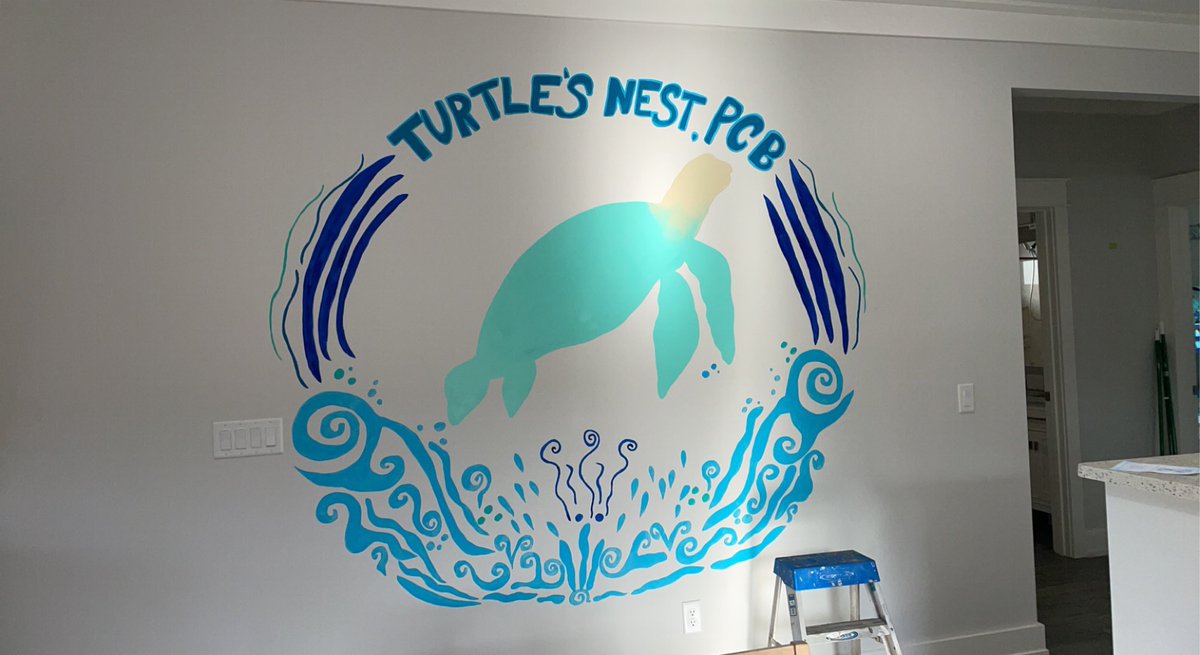 artdeRose's tweet photo. Sorry I haven’t posted in a little while, holidays are crazy times! I’m currently working on another mural so hopefully I’ll get some new products in soon 🥰 
Still a work in progress! This cute sea turtle is for a rental condo 🌴🐢 https://t.co/zJT2oNLIGq