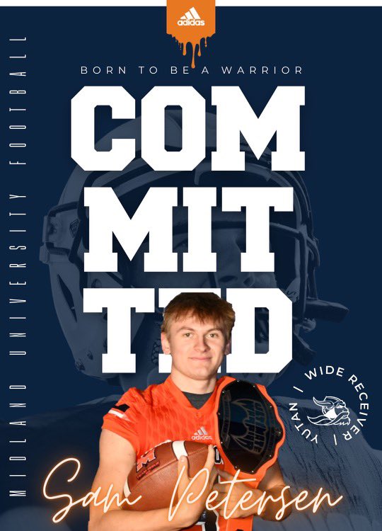 _SamPetersen_'s tweet photo. I am very excited to announce that I will be continuing my academic and athletic career at Midland University. Thank you to @CoachJamrog , @CoachHoff_ , and @CoachBenDixon for the incredible offer and your constant support. Go Warriors!!🔵🟠 https://t.co/QZduBb9Dgj