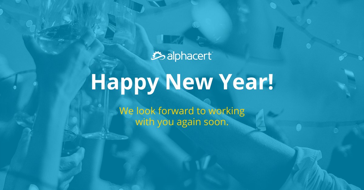 AlphaCertLabs's tweet photo. "Happy New Year! From the team at AlphaCert. We're gearing up for a busy 2022 and are back on deck from January 10. We're looking forward to continuing to help you manage your investment data, so you can have a productive 2022 doing what you do best."

#AlphaCert https://t.co/fEKSEaovE2