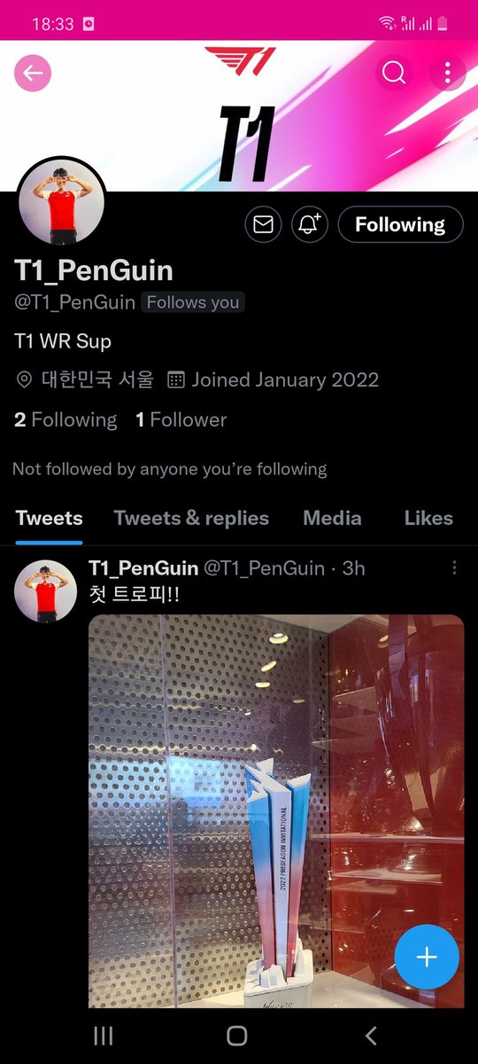 T1 Wild Rift's Support PenGuin is now on twitter les goooooo!!!

His @ is <a href="/T1_PenGuin/">PenGuin</a> !!! 
Lets bump up his followers T1 fam!

#T1FIGHTING #T1WIN #WildRift #WCK