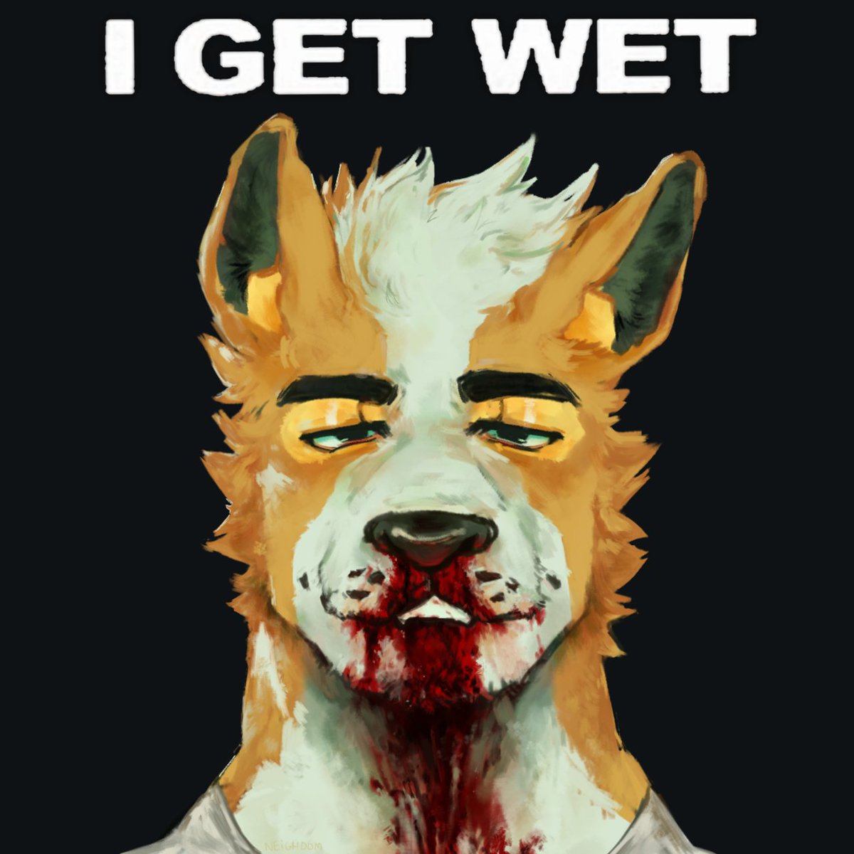neighdom's tweet photo. [ ⚠️ tw blood ;; #furry ]
i get wet album redraw with my fursona https://t.co/s6N1g4oJCL