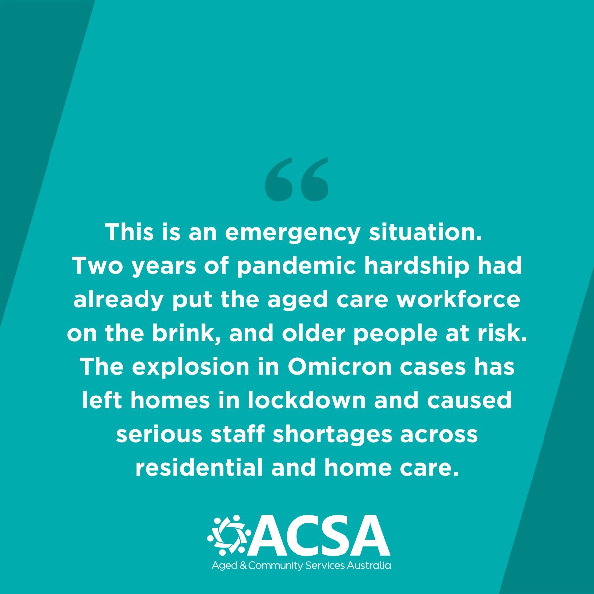 <a href="/AgedAustralian/">Australian Aged Care Collaboration</a> says the exponential Omicron Covid-19 wave has knocked out a significant section of the aged care workforce. Many older Australians are dealing with anxiety and isolation, as more residential homes deal with outbreaks > ow.ly/KYUb50HnfMm