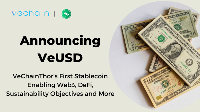 CobiCoin's tweet photo. VeChain’s first native stablecoin, will soon go live. Each VeUSD minted will be fully backed by physical reserves of fiat money that can be redeemed at a 1:1 ratio. Stably Prime platform is the chosen vendor due to their strict compliance with US and global regulatory authorities https://t.co/QZgukcaC7G