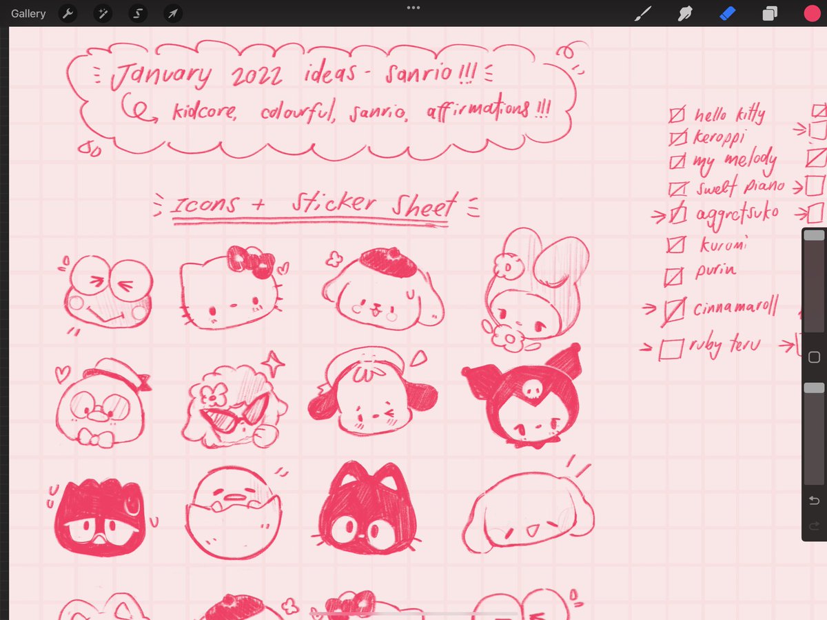 wip of sanrio sketches !!! <333 