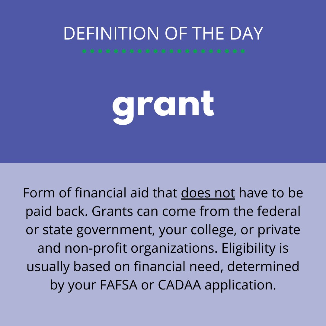 Hey Hornets! Our word of the day is Grant 😃. **Remember to fill out your FAFSA by March 2nd to meet the priority filing period!