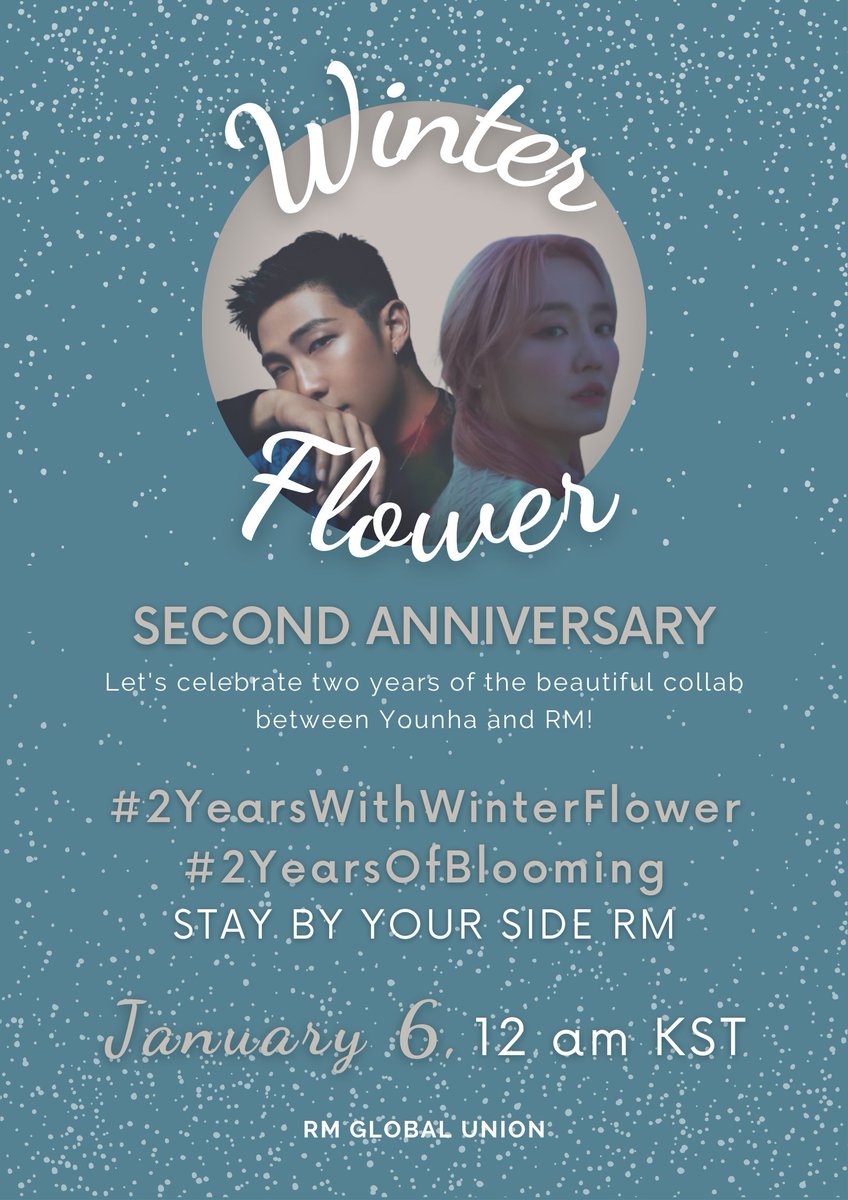 RMGuatemalatwt's tweet photo. ❄️ Winter Flower 2do Aniversario 🌸

ARMY, te invitamos universe este 6 de Enero a las 12 AM KST, to para celebrar la hermosa colaboración de @younhaholic y #RM!

#방탄소년단RM #남준 #알엠 @BTS_twt

`lilin https://t.co/PzamHXFOYA