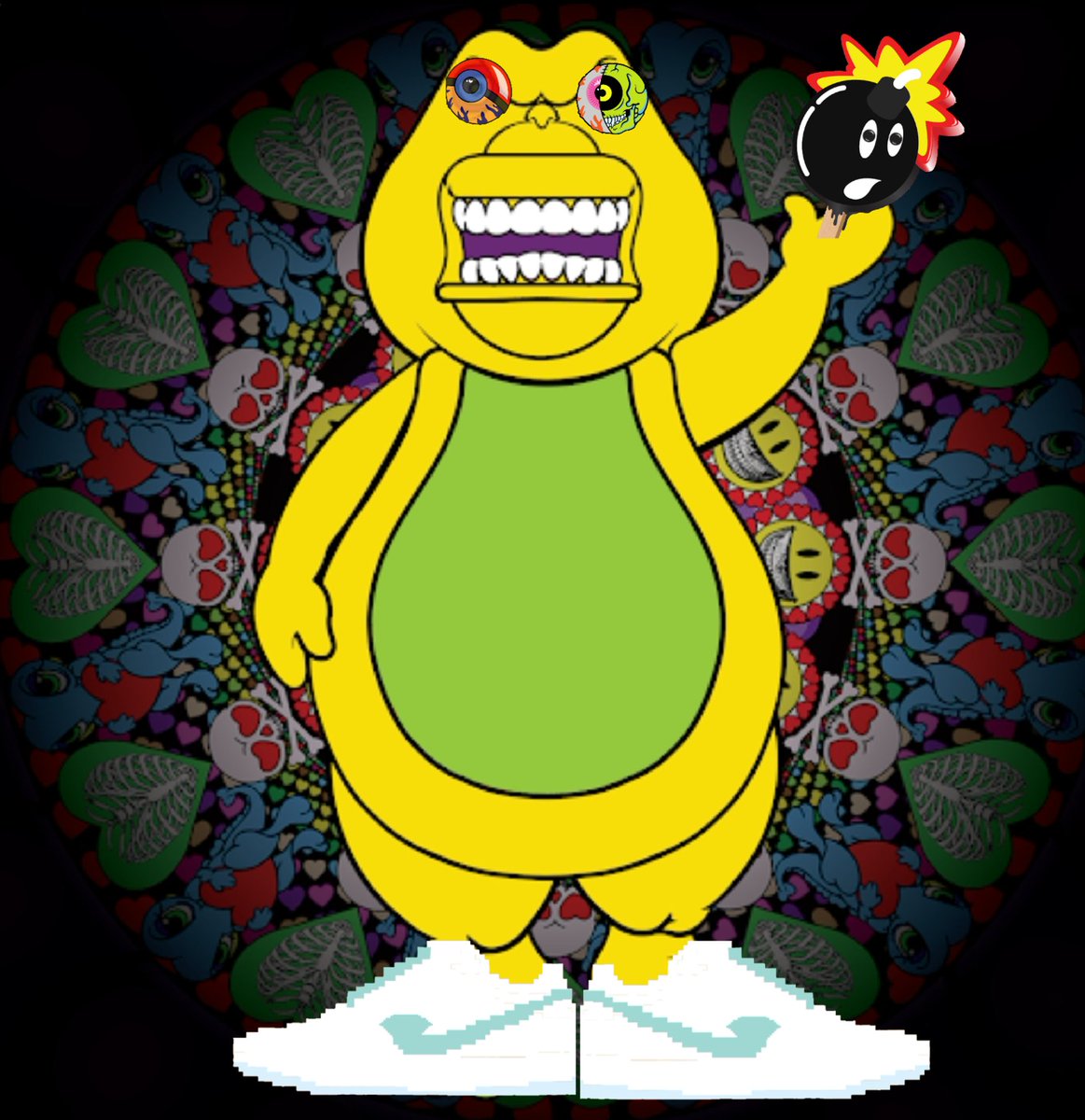 TheRealMoneyG1's tweet image. I want this to be my MetaVerse Avatar, My wildin out Barny from @LightCultCrypto by @ronenglishart with the @KeepWatchCrew eyes, rocking his fresh pair of @NickyDiamonds crypto dunks while eating a @AdamBombSquad Adam bombsicle @bobbyhundreds @gregmishka #vvs1 #lccc #abs #KWC