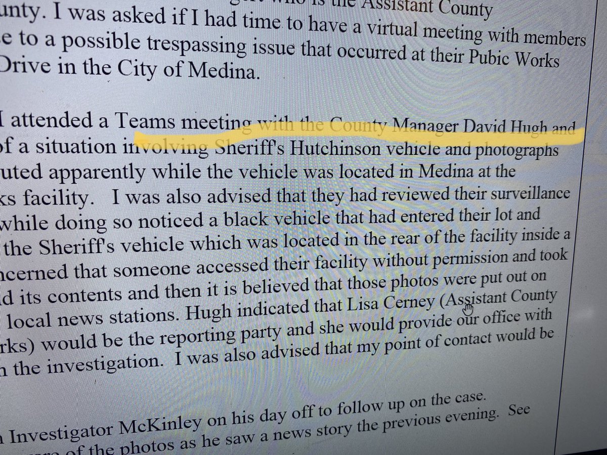 AJInvestigates's tweet photo. Medina police report obtained by ⁦@kare11⁩ shows the ⁦@Hennepin⁩ targeting of photojournalist ⁦@RebsBrannon⁩ for pictures taken of ⁦@HennepinSheriff⁩’s vehicle wrecked in drunken crash was initiated at the highest level of county government. https://t.co/Yix8Tryfk2