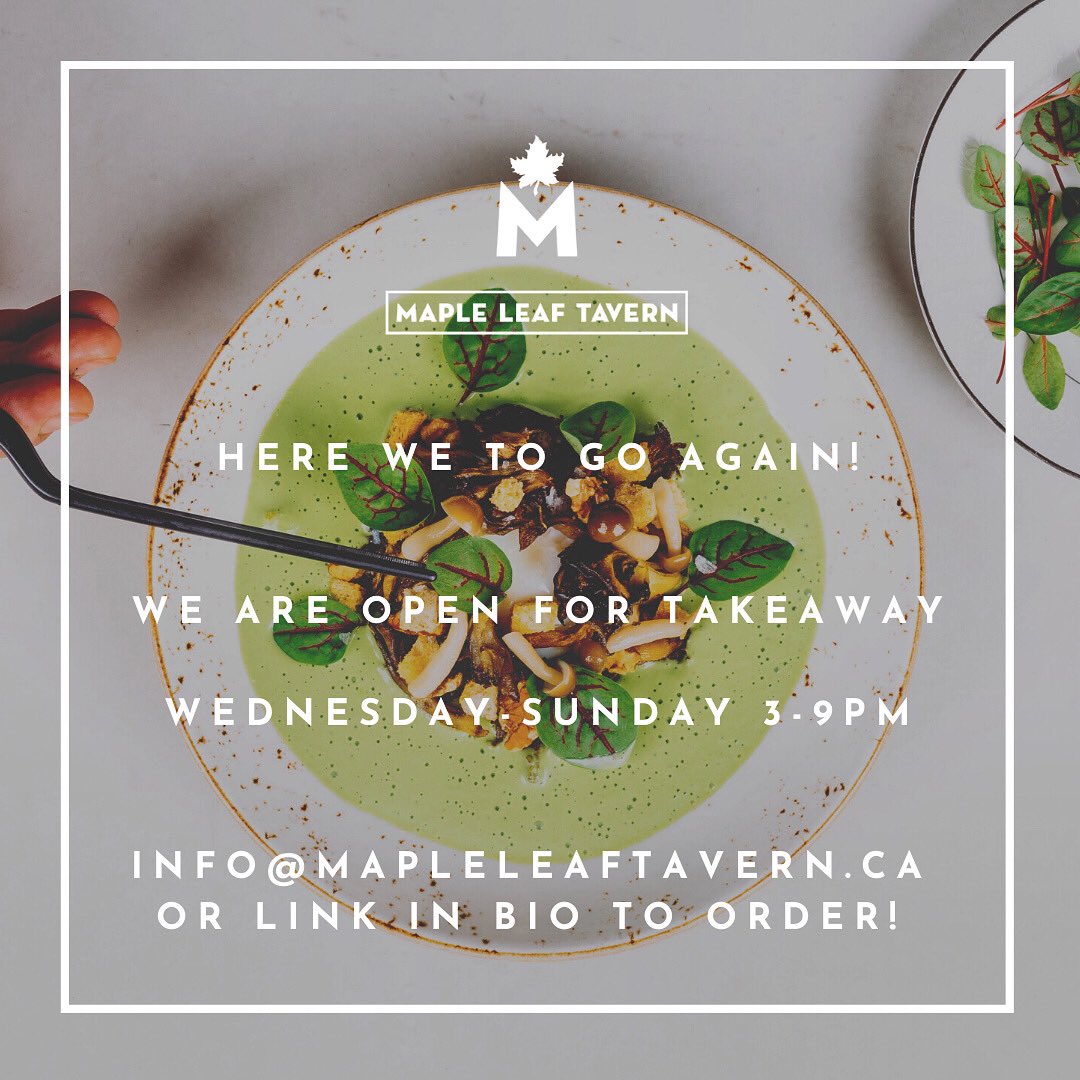 Toronto… here we TO GO again!

A message from your local tavern to let you know that the tavern staples you know and love remain available to enjoy from home! 

Order at this link and THANK YOU for your support! 🍁🙏🏻 foodbooking.com/ordering/resta…