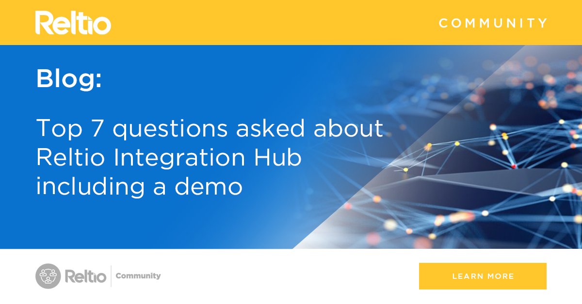 Reltio's tweet photo. Top 7 questions our users have asked about using the Reltio Integration Hub - find out more in our latest blog: https://t.co/97rlq1Us3X

#integration #dataintegration #rapidintegration #valuefromdata #datavalue #integrationhub #dataarchitects #datastewards #chiefdataofficers https://t.co/ox1FbwCDIB