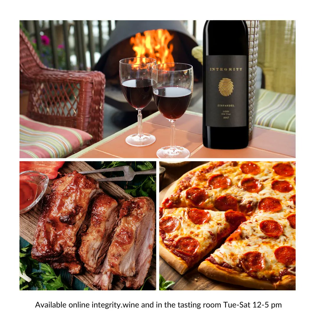 IntegrityWine's tweet photo. Our 2019 #Zinfandel is the perfect companion on cold nights at the #fireplace or outside at your #firepit. Or enjoy it with barbequed pork ribs, leg of lamb, and red-sauced pizza, pasta dishes, sharp cheddar &amp; smoked gouda. https://t.co/UWn57DXsWQ #wine #cawine #integritywine https://t.co/i6wUouMwEi