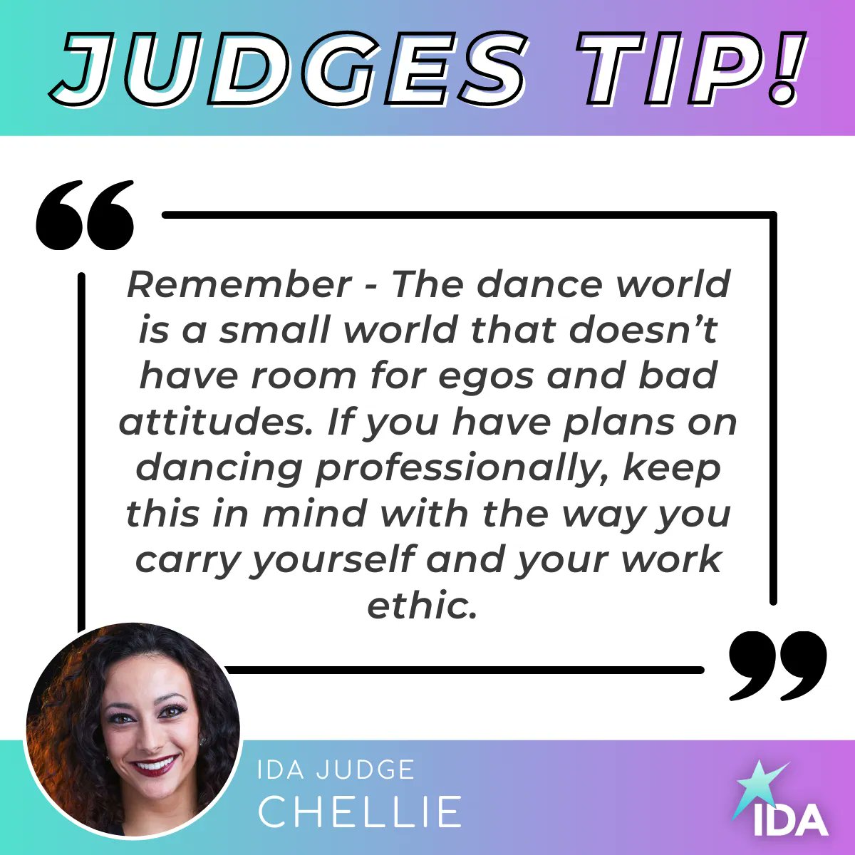 IDAadjudicators's tweet photo. This week's #TuesdayTip comes from IDA Judge Chellie! 

Follow us on social media for more weekly tips straight from our IDA Judges every Tuesday! ⭐️ #MakingTheImpact https://t.co/C75B7snZSh