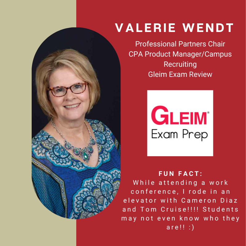 _BetaAlphaPsi's tweet photo. #ProfessionalPartnerTuesday is an opportunity for BAP members to learn about the Professional Partners that support BAP. Have you wondered what they do outside of work? Now’s your chance to learn about them! This week we are spotlighting Valerie Wendt from @GleimAccounting ! https://t.co/rkZKnIPmYw
