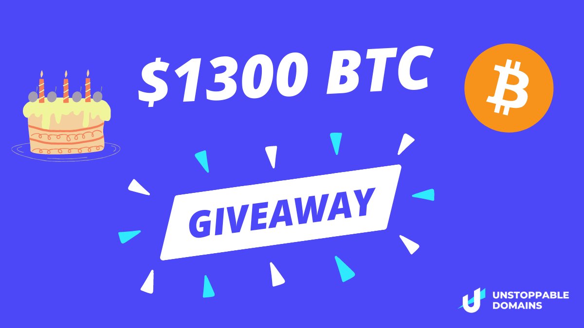 Let’s celebrate #Bitcoin’s 13th Birthday! 🎂

We’re giving away $100 in BTC to 13 lucky winners who have an Unstoppable domain in their Twitter name. 🎉

TO WIN:
- Like and retweet this post
- Comment with your Unstoppable domain with $BTC address attached

#UDfam #Giveaway
