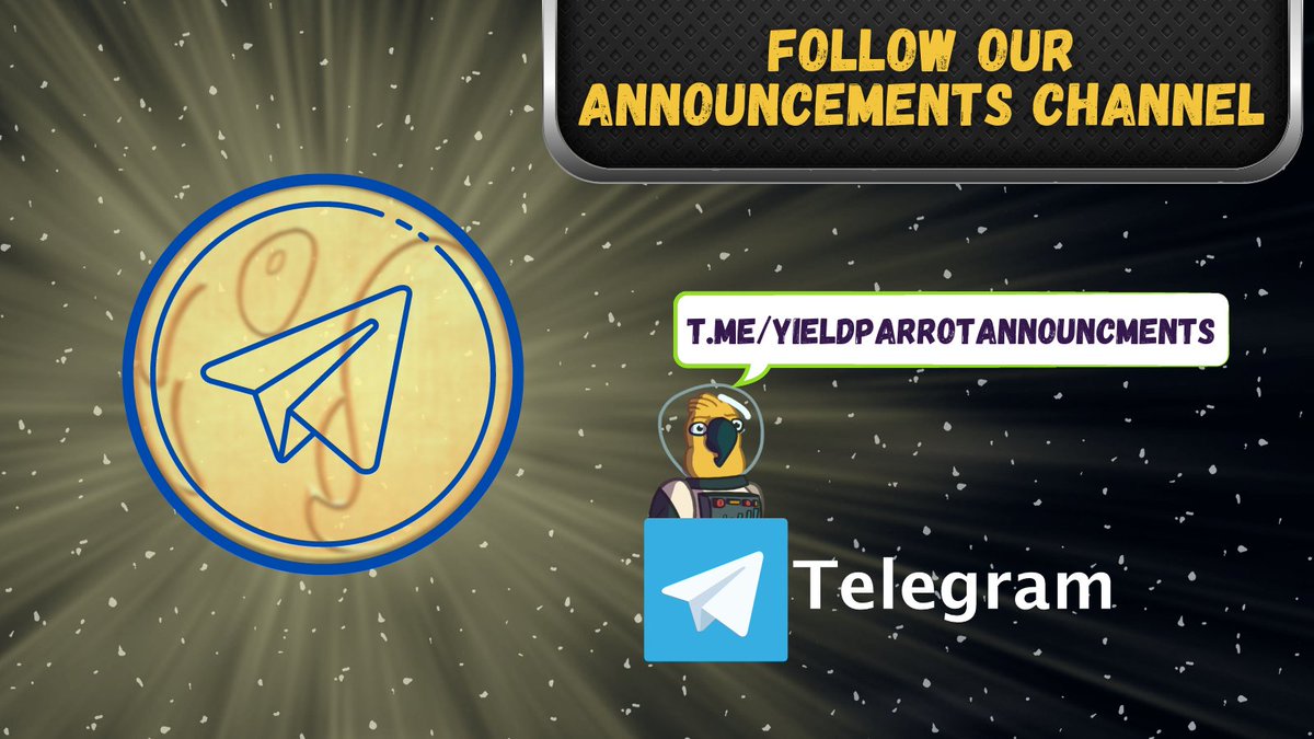 Yield_Parrot's tweet photo. ⚡️Don't forget to follow our announcement channel! 🔈
Don't miss any news 👀
Stay up to date with all the news about AMAs, projects, partnerships and presales in our announcements telegram!
Just click here 👉 https://t.co/e6FhR41Qhl
#Announcement #Telegram #News #YieldParrot https://t.co/8pugAgSP5J