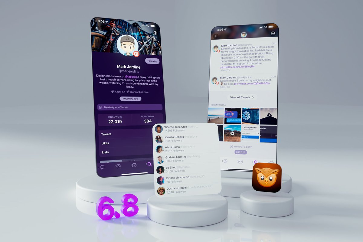 Tweetbot 6.8 for iOS is now available! Featuring a brand new profile view, recent followers widget, new Wine and Lavender themes, and an owl app icon. apps.apple.com/us/app/tweetbo…