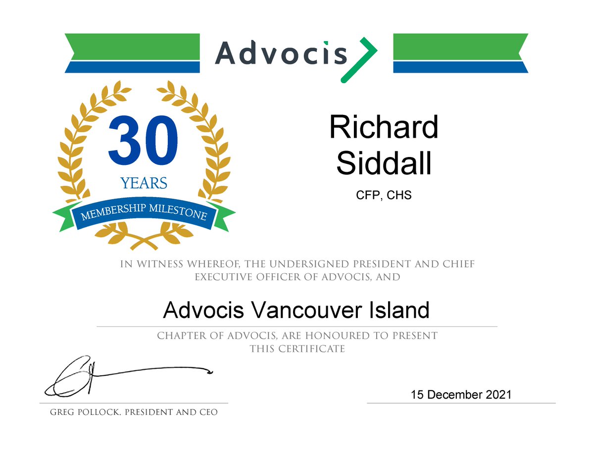AdvocisVI's tweet photo. Congratulations to Bryce Little, Richard Siddall &amp; Ted Balderson on celebrating 30 years as members of Advocis, The Financial Advisors Association of Canada !!
#memberdecember #membershipmilestone #advocis #advisorscare https://t.co/vUdwllYOHL