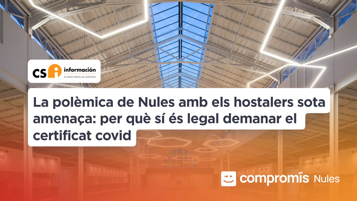 compromisnules's tweet photo. Tot el suport al nostre secretari local @manric_pv pels comentaris que està rebent per denunciar públicament les amenaces que els comerços, hostalers i la Policia Local està rebent. No es pot permetre que ninguna treballadora o treballador siga amenaçat per complir la llei. https://t.co/hwFP8MNkvW