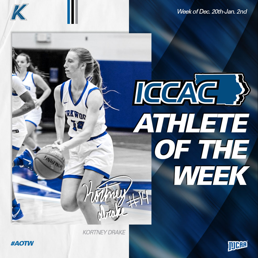 Congrats to <a href="/KCC_WBB/">Kirkwood Women's Basketball</a> sharpshooter, <a href="/kortney_drake10/">Kortney Drake</a>, on receiving <a href="/ICCACSports/">ICCAC Sports</a> Athlete of the Week honors for her performance over break! In 4 games Drake averaged 16.5 points, 2.5 rebounds, &amp; 3.2 assists. Kortney was 20 for 40 from 3 in those games as well! 🔥

#WingsUp 🦅🏀
