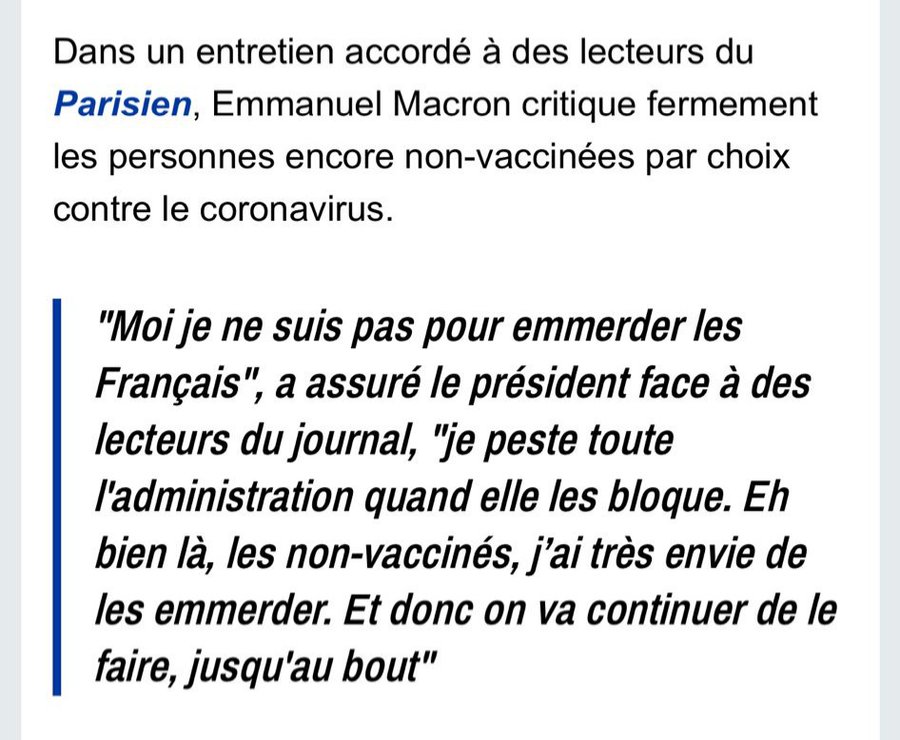 Covid 19 Emmanuel Macron A Tres Envie D Emmerder Les Non Vaccines Jusqu Au Bout