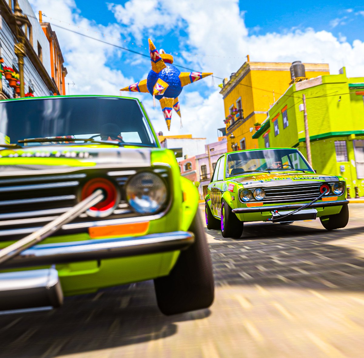 CONJOHNGaming1's tweet photo. The classic Datsun 510 wrapped in anawesome RIPPIT livery done by @Raccoon_drift 🔥🔥🔥

#ForzaHorizon5 #driftbuild #Datsun #510 #RIPPITdriftcrew https://t.co/rRlhIjrbb6