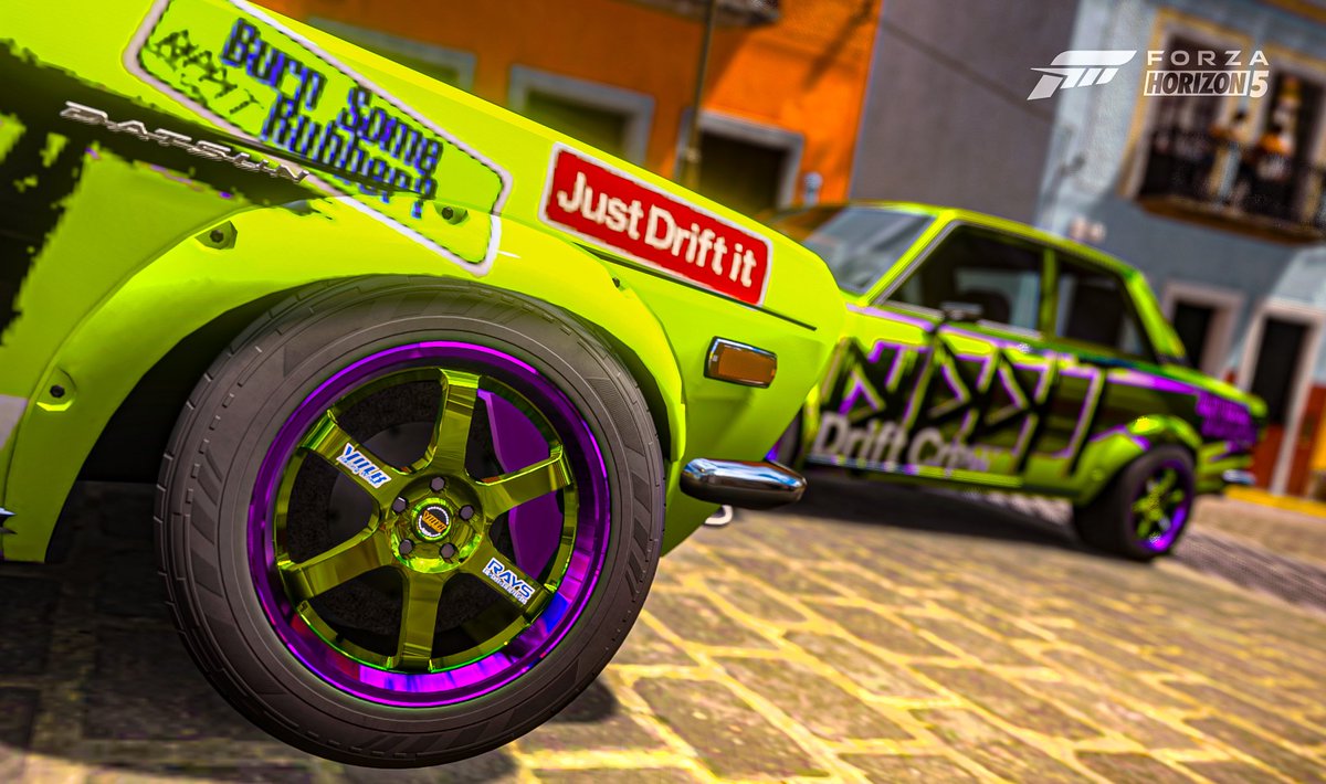 CONJOHNGaming1's tweet photo. The classic Datsun 510 wrapped in anawesome RIPPIT livery done by @Raccoon_drift 🔥🔥🔥

#ForzaHorizon5 #driftbuild #Datsun #510 #RIPPITdriftcrew https://t.co/rRlhIjrbb6